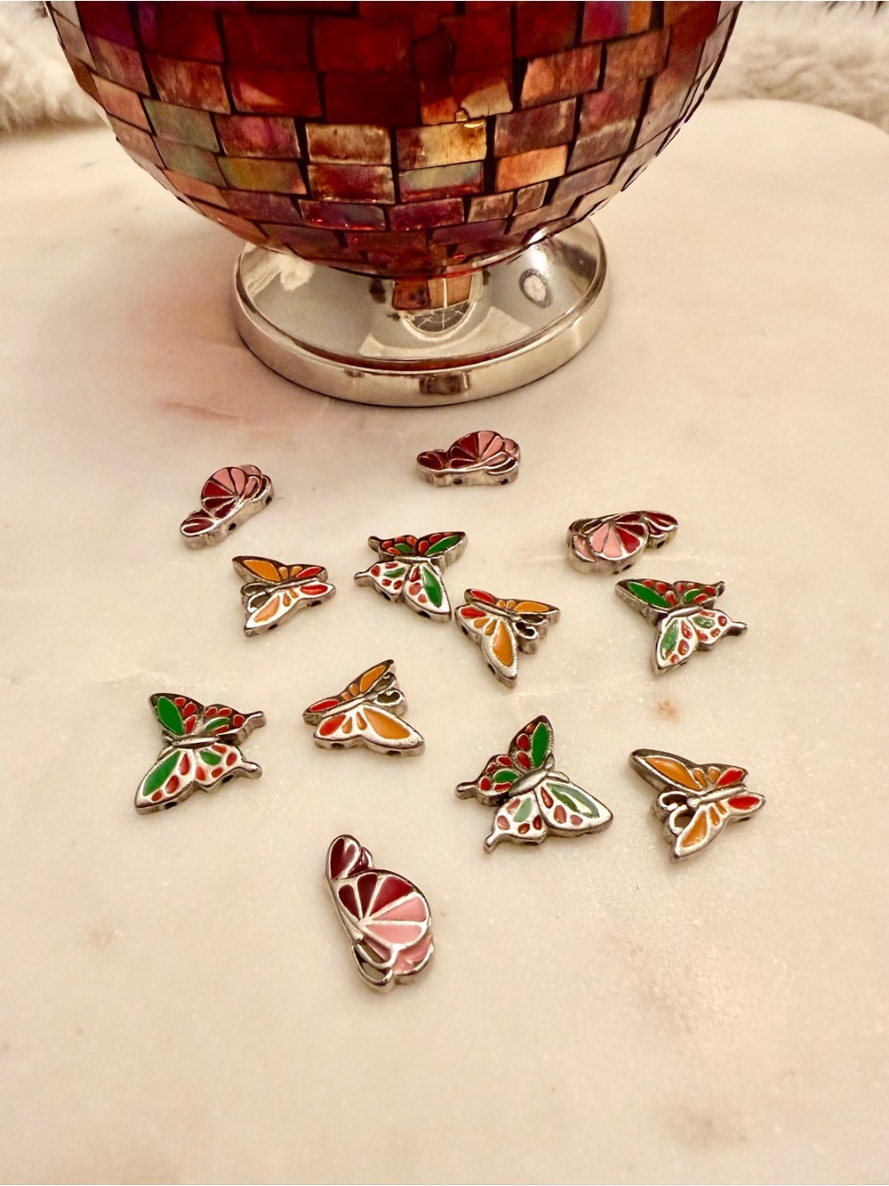 12 Butterfly Bracelet Charms - Preloved Multicolor Enamel (Great for Crafters) - Picture 3 of 6